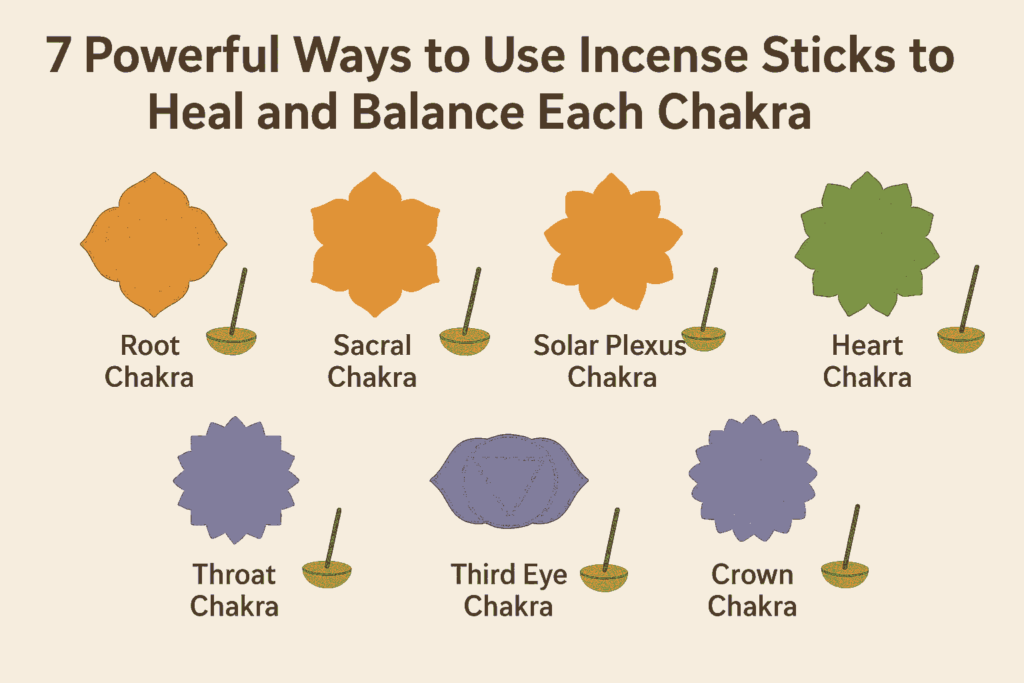 7 powerful ways to use incense sticks to heal and balance each chakra: